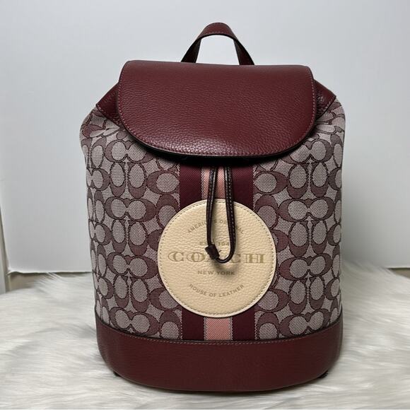 NWT Coach Dempsey Drawstring Backpack In Signature Jacquard With Patch Stripe - Picture 8 of 9